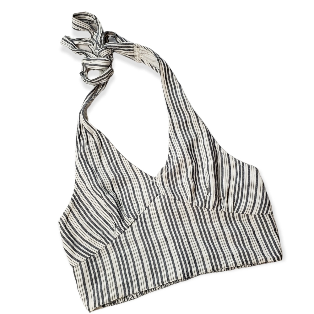 ❤️3 for $10- American Eagle Outfitters Striped Halter Crop Top Size XS